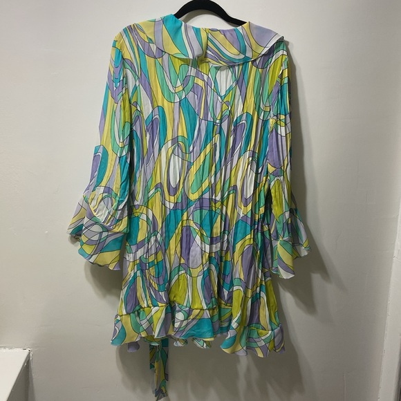 ASHLEY STEWART WOMEN’S SWIRL,PRINTED,PLEATED,WRAPPED,CHIFFON TOP. SIZE-16 - Picture 2 of 12